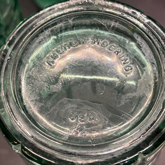 Vintage Anchor Hocking Light Green Tartan Juice Glasses Replacement 4” lot Of 4 - Picture 6 of 8